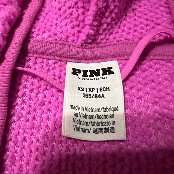 Victoria’s Secret hot pink Oversized V-neck  Sherpa hoodie - Picture 2 of 6